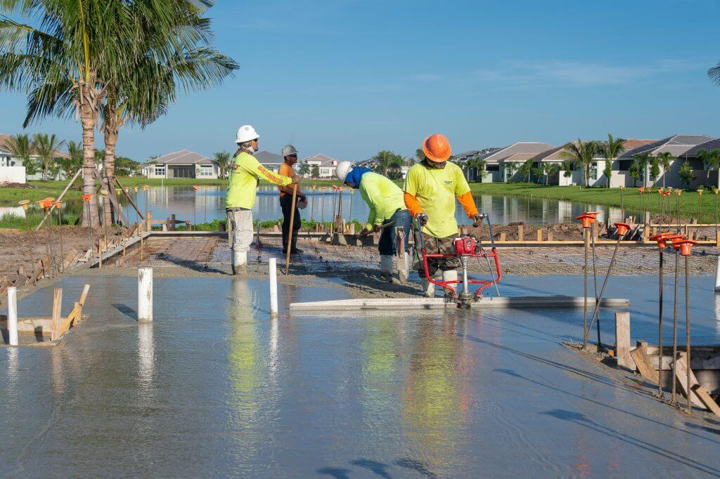 Concrete form and pour at Valencia Bay in Boynton Beach, FL, by GL Homes. A largescale active adult community. 