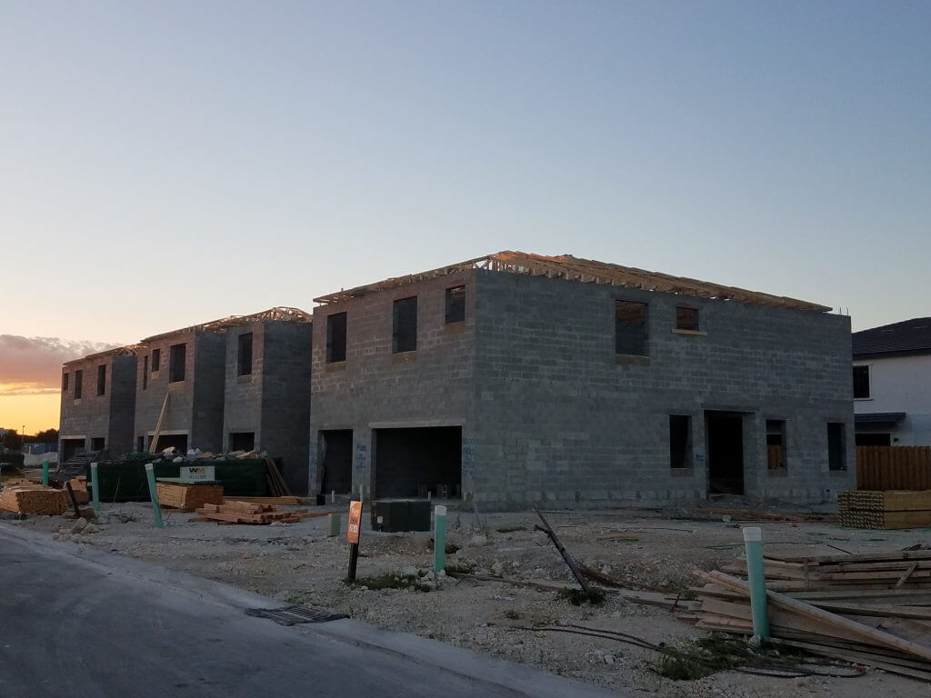 The Landings in Florida City by Ryan Homes. First “production” townhome building roof goes on at the new community.